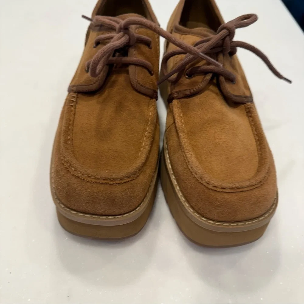 UGG CityFunc Platform Lace Up Loafers Suede Water Resist Women's Sz 8 NEW
